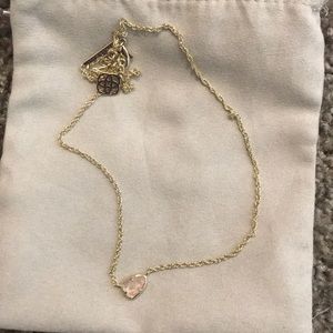 Tess Gold Small Pendant Necklace In Rose Quartz